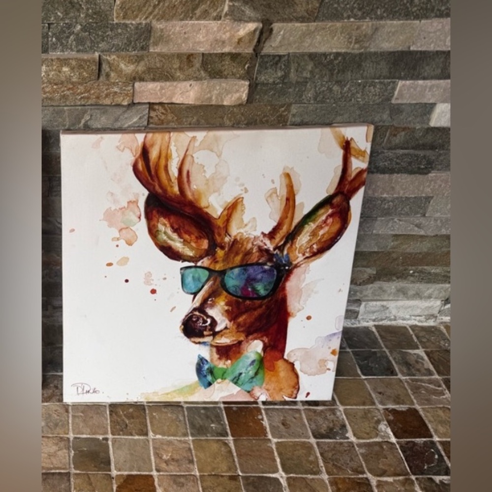 Deer with Sunglasses Canvas Art